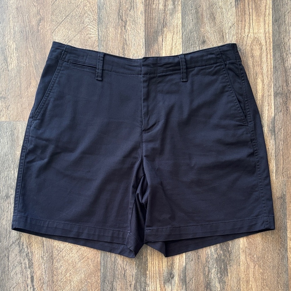 Lands End Navy Blue Elastic Waistband Cotton Casual Shorts 10 petite